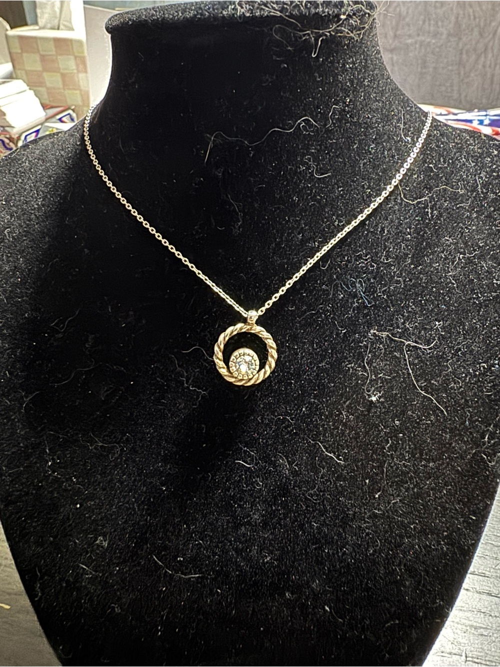 Brighton Elegant Gold-Tone Rope Circle Pendant Necklace with Crystal Accent